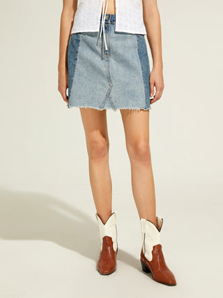 Patchy Midi Skirt With Tassels