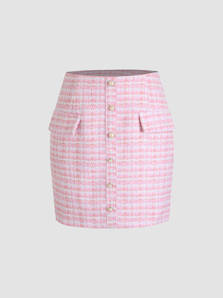 Pink Lady Button Up Mini Skirt