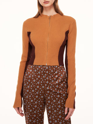 Patchy Zip Up Cardigan