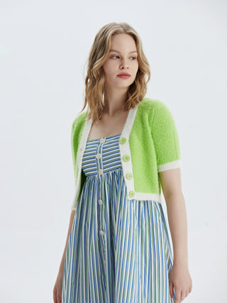 Key Lime Pie Fuzzy Short Sleeve Cardigan