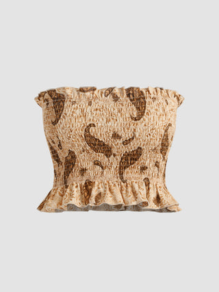 Paisley Shirred Corset Tank Top