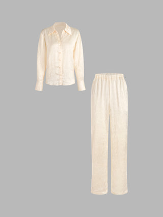 Ivory Textured Shirt Set