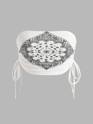 Paisley Crop Tube Tank Top