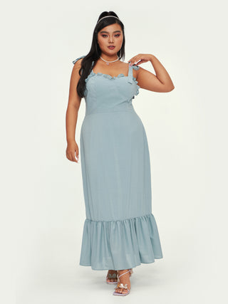 Patchwork Ruffles Maxi Dress Curve & Plus