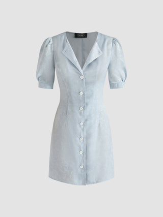 Jacquard Button-Up Mini Dress