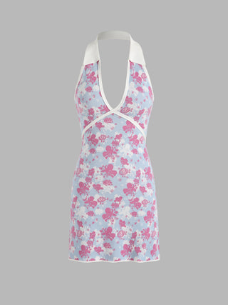 Knit Floral Halter Dress