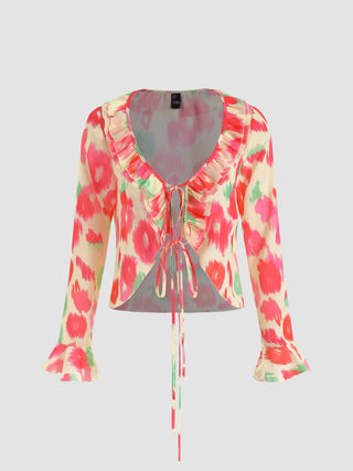 Illusion Ruffle Knotted Top