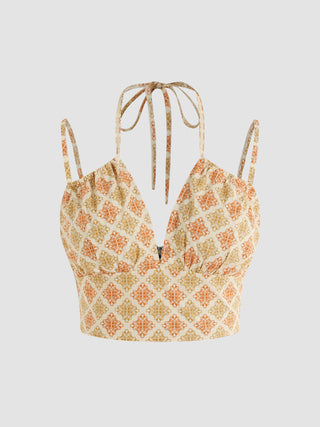 Retro Print Blouse Top