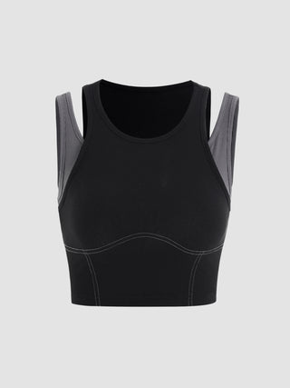 Patchwork Contrast Stitch Tank Top