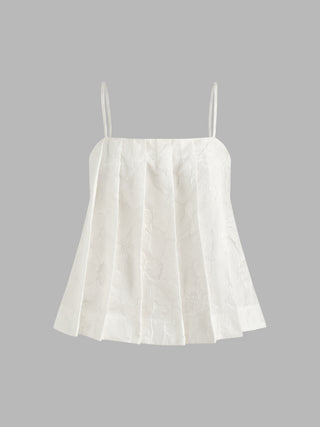 Pleated Floral Jacquard Cami Top