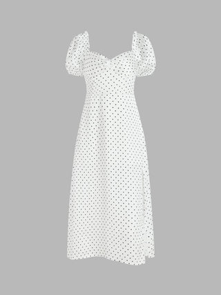 Polka Dot Puff Sleeve Dress