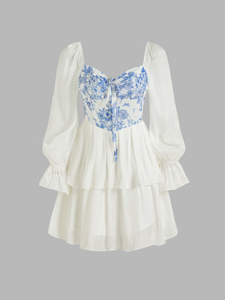 Mesh Ruffle Layered  Mini Dress
