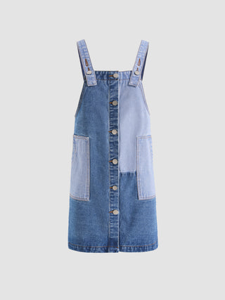 Patchwork Denim Pinafore Mini Dress