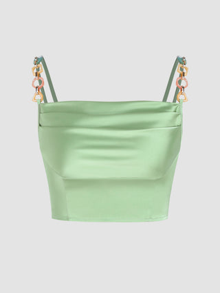 Resin Chain Satin Crop Top