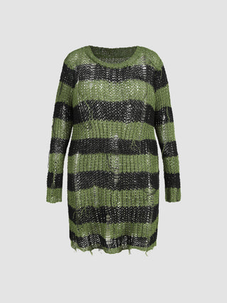 Knit Dark Desire Distressed Long Sleeve Dress Curve & Plus