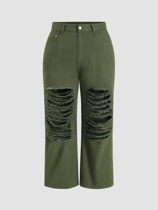 Ripped Long Trousers Curve & Plus
