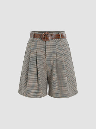 Houndstooth Shorts with Belt