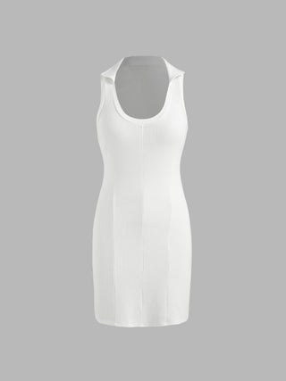 Rib Knit Solid Mini Dress