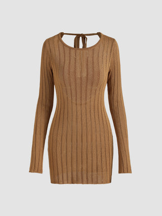 Knit Backless Halter Dress