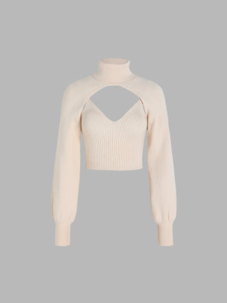 Knit Cami Tank Top & Knit Turtleneck Long Sleeve Top