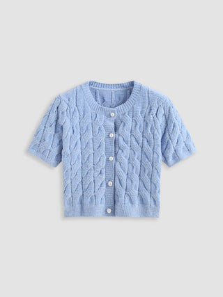 Pearl Detail Knitted Short Sleeve Top