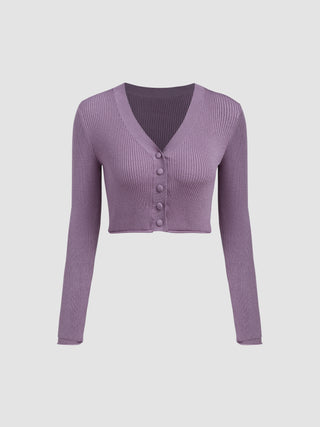 Rib Knitted Button Down Top