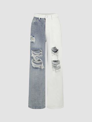 Ripped Mid Waist Jeans