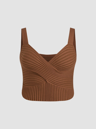 Rib Knit Cross Tank Top Curve & Plus