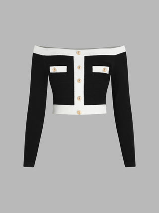 Off-shoulder Bodycon Crop Sweater