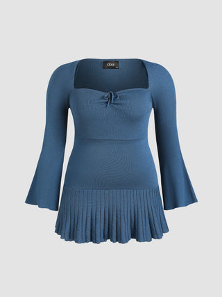 Knit Bell Sleeve Solid Dress Curve & Plus