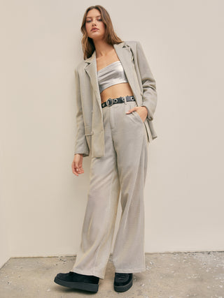 Metallic Glitter Notched Collar Blazer