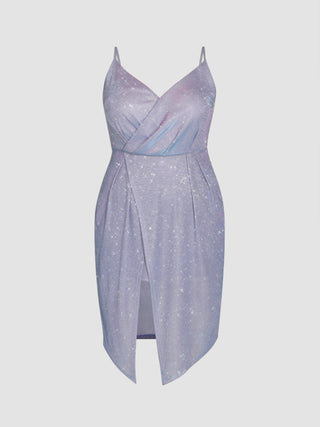 Metallic Split Midi Dress Curve & Plus