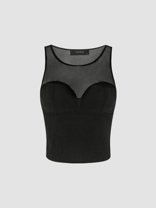 Mesh Solid Corset Top
