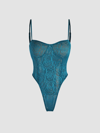 Rose Pattern Lace Cami Bodysuit