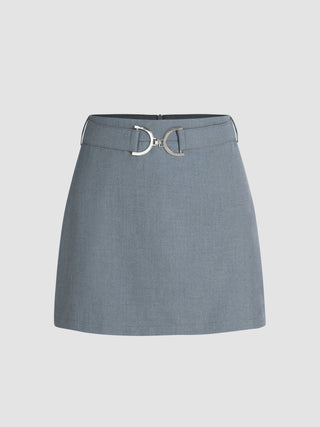 Mid Waist Belted Mini Skirt