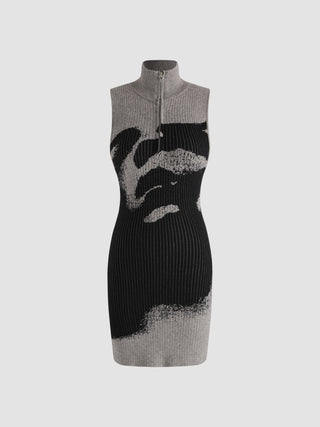 Knit High Neck Mini Dress