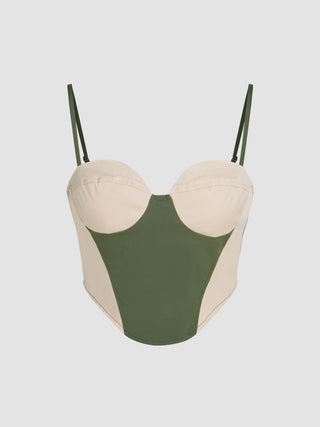 Patchy Zip Up Sweetheart Crop Top