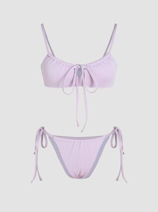 Rib Tie Side Bikini Swimsuit