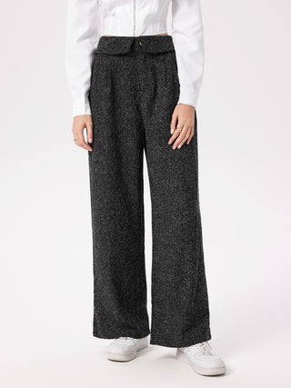 Mid Waist Wide Leg Trousers