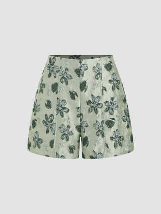 Jacquard Floral Wide Leg Shorts