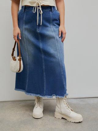 Park Stroll Denim Maxi Skirt Curve & Plus