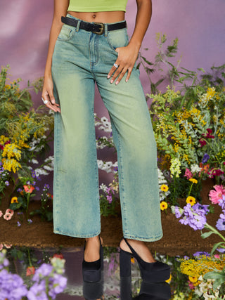 Mid Rise Hazy Baby Wide Leg Jeans