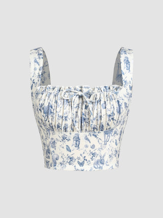 Jersey Floral Knotted Tank Top