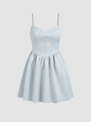 Jacquard Ruffle Sleeveless Mini Dress