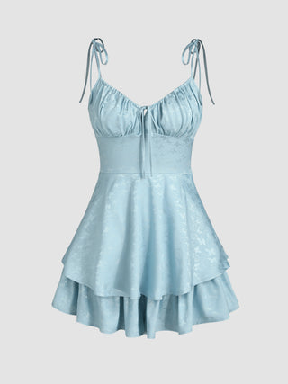 Jacquard Knotted Ruffle Romper
