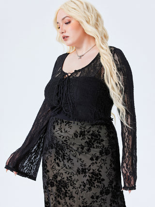 Midnight Fantasy Lace Long Sleeve Blouse Curve & Plus