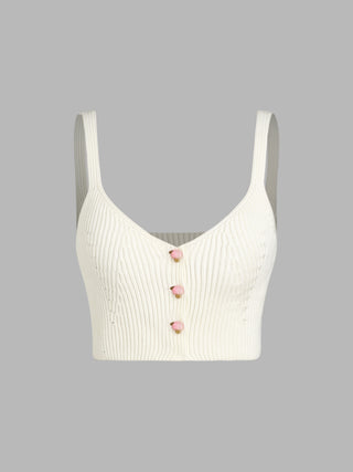 Mushroom Sweetheart Knit Crop Top
