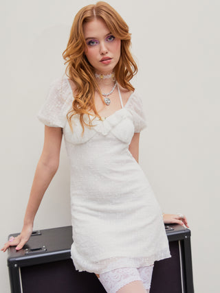 Jacquard Halter Knotted Mini Dress