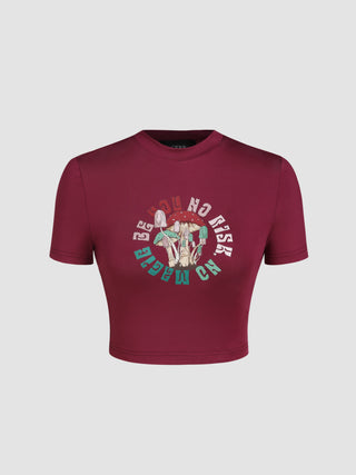 Mushroom Graphic Crop Top