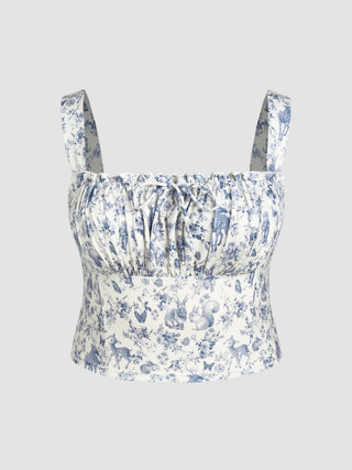 Jersey Floral Knotted Tank Top Curve & Plus